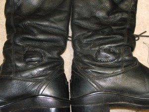 Leather Patches handstitched onto Boots