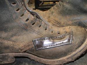 Leather Patch handstitched onto Boot